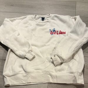 wild fable Cream Crewneck Sweatshirt with Red & Blue Logo